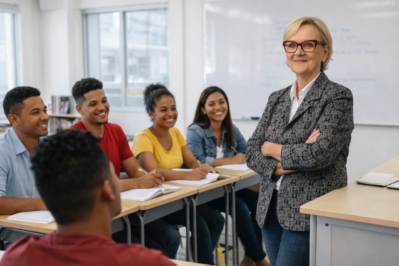 Professeure de français donnant cours à des adultes à Ivandry